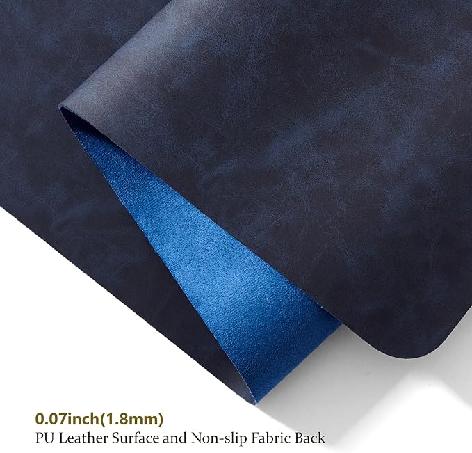 Distressed Leather Desk Mat - Non-Slip PU Desk Pad for Office and Home - Desk Organization and Accessories - Ideal for Large Mouse Pad and Desk Mats on Top of Desks(Navy Blue,31.5"x 15.7")