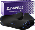 ZZ-WELL Seat Cushion for Office Chairs, Black, 21.2 Inches | Coccyx Cushion for Tailbone Pain, Memory Foam, Extra Large Thick, Patented Pressure Relief, Computer Gaming Chair