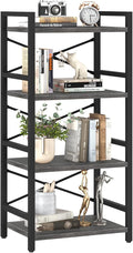 Yoobure 4 Tier Bookshelf - Small Book Shelf Industrial Bookcase, Narrow Book Case Book Storage Organizer for CD/Movie/Book, Bookshelves for Bedroom Office Living Room Charcoal Gray