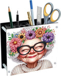 DIY Diamond Painting Kit，Cute Elderly Special Shape diamond painting pen holder, Acrylic Daily Office Desktop Decoration Storage Item