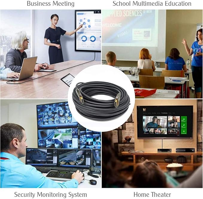 DTECH Ultra Slim 150 Feet Fiber Optic HDMI 2.0 Cable 4K 60Hz 18Gbps for in-Wall Installation 150ft Projector Laptop Computer Monitor TV Camera (46 Meters)
