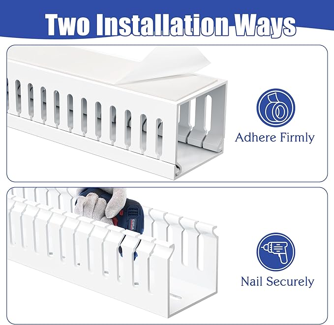 ZhiYo 66in(4X L16.5in) Professional Server Rack Cable Management Raceway, H2in x W2in Cable Raceway Kit, Electrically Safe PVC Open Slot Wire Raceway for Under Desk/Computer/Network Cords, White