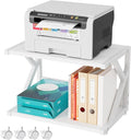 aboxoo Desktop Printer Stand with 2 Tier Wood Storage Shelves,Under Desk Printer Table,Multi-Purpose Home Office Desk Organizer for Fax Machine, Scanner (White)