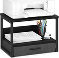 MARTY Printer Stand with Storage Drawer for Desk, 2-Tier Desktop Printer Stand Shelf Organzier for Home Office Printer Riser Under Desk Small Printer Table for Fax Machine Copier Scanner (Black)