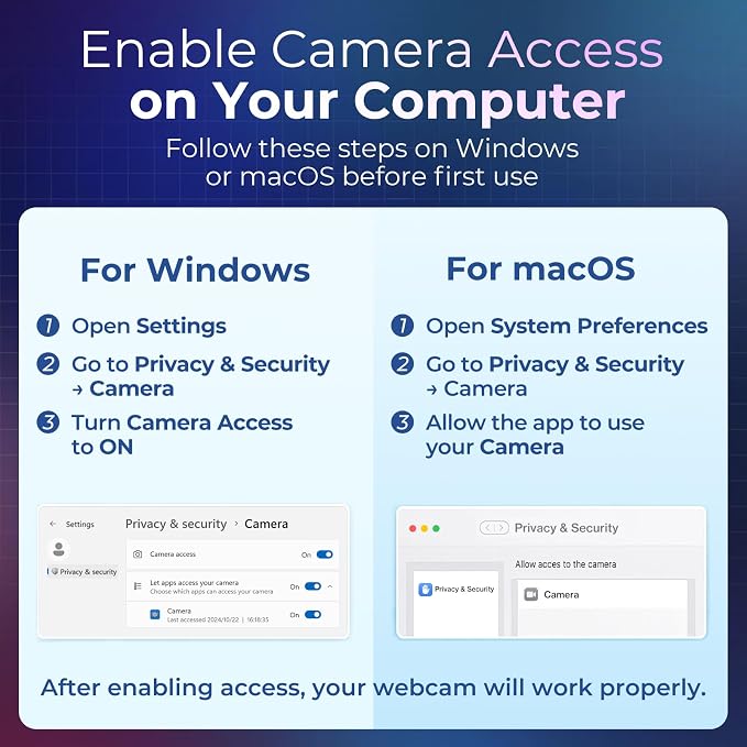 2K Webcam for PC with Microphone & Light & Privacy Cover, Web Camera for Desktop Computer/Laptop/Monitor/Mac, USB Streaming Camera for Zoom/Skype/Teams/Video Calling/Studying and Conference