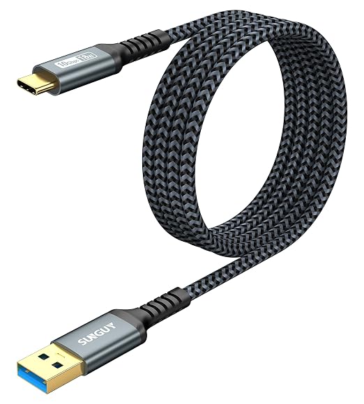 SUNGUY 10Gbps USB C 3.1 Gen 2 Cable, 4FT USB A to USB C 3A Fast Charging & Data Transfer Android Auto Cable Compatible with iPhone 17/16/15 Pro Max, Galaxy S23 S22 Ultra Note 20, SSD