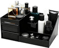 Black Cologne Organizer for Men,Large Perfume Stand Holder with Drawers,Cologne Stand,Shelves for Perfumes,Organizador de Perfumes,Dresser Organizer Countertop for Mens Bathroom & Bedroom Storage