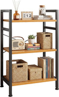 DUMOS 3 Tiers Open Bookshelf, Classic Freestanding Tall Display Shelf, Multifunctional Storage Organizer Rack for Living Room Home Office, Sturdy Bookcase for CDs/Books/Movies, Wood