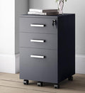 Modern Design Lazio Black File Cabinet, Filing Cabinets for Home Office, Drawers for Under Desk, Locking 3 Drawer Rolling Wood File Cabinet with Lock, by Crafts and Comfort