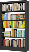 71" Metal Bookshelf, 5 Tier Library Bookcase with Adjustable Shelves, Heavy Duty Bookshelves and Bookcases, Modern Book Shelf Tall Book Case for Living Room, Office (Black, 37.4" Wide)
