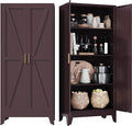 COFaR Metal Pantry Cabinet, Kitchen Storage Cabinets with 2 Barn Door, 3 Adjustable Shelves and Legs, for Cupboard/Dining Room/Bathroom/Living Room/Office/Laundry Room (Red, 61" Farmhouse)