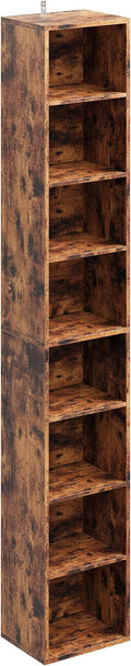 IRONCK Tall Narrow Bookshelf 8 Tiers, Compact Corner Bookcase, Floor Standing Display Storage Shelves 71 in Tall, Easy to Match for Living Room, Office, Study, Bedroom