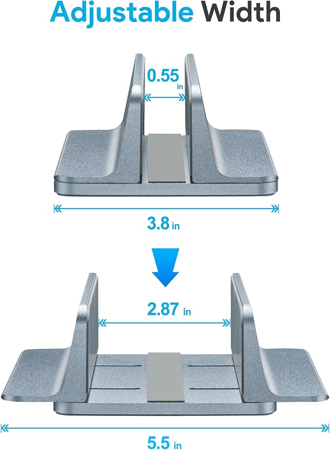JARLINK Vertical Laptop Stand, Aluminum Laptop Holder Desktop Stand with Adjustable Dock Size (up to 17.3 inches) Compatible with All MacBook/Surface/Dell/Gaming Laptops (Gray)