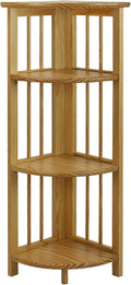 Casual Home 4-Shelf Corner Folding Bookcase, Natural