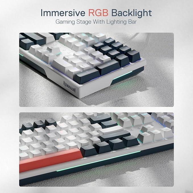 Redragon K668 RGB Gaming Keyboard, 108 Keys Wired Mechanical Keyboard w/Extra 4 Hotkeys, Sound Absorbing Foams, Upgraded Hot-swappable Socket, Mixed Color Keycaps x 2 Sets, Red Switch