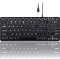 Perixx PERIBOARD-332 Wired Backlit USB Keyboard - Mini 11.22x4.57x0.83 Inches - Slim Scissor Keys with Big Font - White Illuminated LED - US English