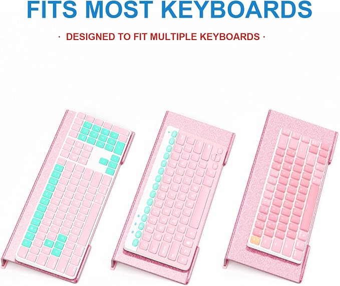 WINFFOR Comfortable Computer Keyboard Stand - Ergonomic Keyboard Riser Acrylic Tilted Keyboard Holder for Easy Typing&Working at Home Office - Fits All Keyboard Sizes - 17'' Wide (Glitter Pink)