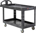 Rubbermaid Commercial Products BRUTE Heavy Duty 2-Shelf Utility/Service Cart, Medium, Lipped Shelves, Ergonomic Handle, 750 lb Capacity, Black, for Warehouse/Garage/Cleaning/Office