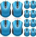 Hoteam 12 Pcs Light Blue Wired Computer Mouse Bulk Cord USB Computer Mice Ergonomic Wired Mouse for Pcs, Computers, Laptops, Gaming Office Home Supplies