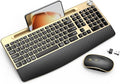 JOYACCESS Wireless Keyboard and Mouse Combo,Full-Sized 2.4GHz Wireless Keyboard with Comfortable Palm Rest,Volume Roller& Tilt Legs 2.4GHz Cordless Connection for Mac/Windows