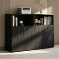 File Cabinet with Password Lock, Wood Lateral Filing Cabinet for Letter/A4 Files, 3 Drawer with Door, Printer Stand with Open Shelves for Home Office