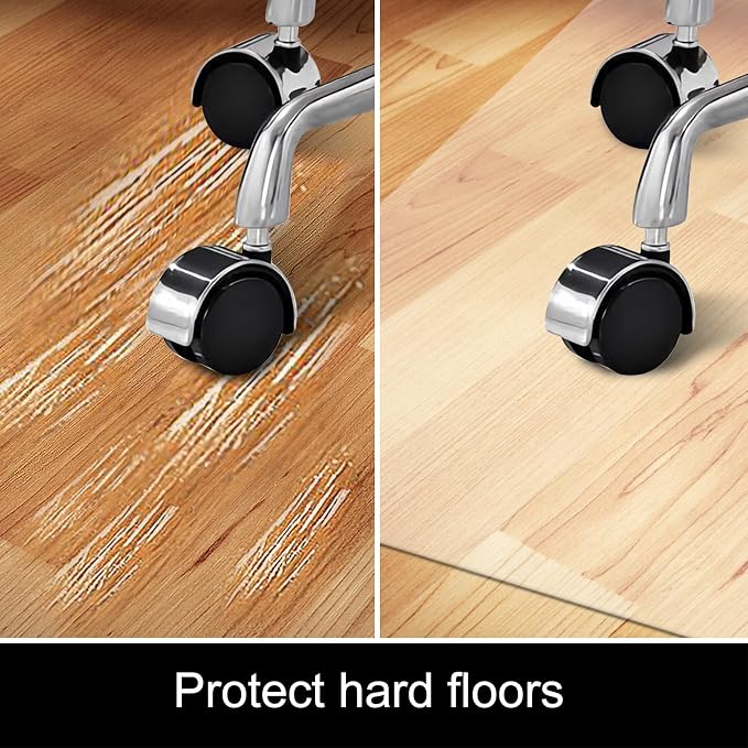 Kuyal Chair Mat for Hardwood Floor,46 x 53 inches Rectangle Desk Durable Wood/Tile Protection Mat for Rolling Chairs, Non-Studded Bottom