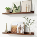 FLYJOE Picture Ledge Shelf, Floating Shelves Set of 2, 32 Inches Nursery Book Shelves for Toys Storage, Kids Bookshelf Wall Mounted for Living Room Bedroom Decor Books Photo Frames, Rustic Brown