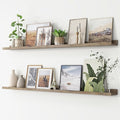 FLYJOE Picture Ledge Shelf, Floating Shelves Set of 2, 56 Inches Long Large Nursery Book Shelves for Toys Storage, Kids Bookshelf Wall Mounted for Living Room Bedroom Decor Books Photo Frames,Grey