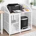 Printer Stand with Shelving for Storage, USB-C, USB-A, & AC Plugs – Space-Saving Open Storage Compartment with Removeable Tray for Paper Shredder/Mini Fridge/Stool for Home or Office