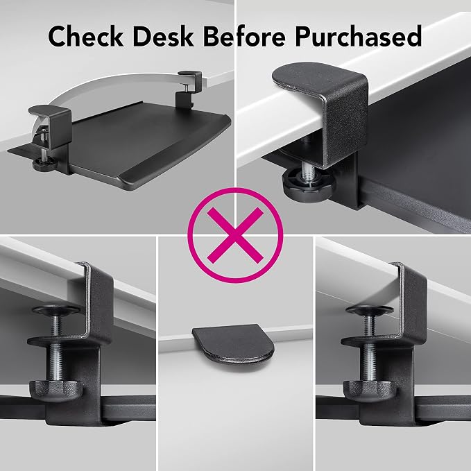 EHO Prime Desk Clamp Keyboard Tray, Under Desk Sliding Retractable Drawer, Ergonomic Space-Saving Platform for Standard Keyboards, Large 20" x 11.5" Workstation Extension
