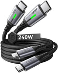 INIU USB C to USB C Cable,240W Fast Charging Type C Charger Cord,Braided USBC Phone Charger Cable for iPhone 17 16 Pro Max Samsung S25 S24 Laptops MacBook Air 15 M3 iPad Switch[3.3 ft + 3.3 ft. Black]