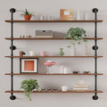 HDDFER Floating Shelves for Wall Bookshelf Industrial Pipe Shelving Shelves 48 Inch 5 Tier Natural Wood Planks Rustic Wall Shelves Hanging Bookshelves Farmhouse Kitchen Shelving