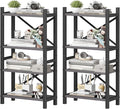 2-Pack Desktop Bookshelf, 4-Tier Stackable Narrow Bookcase, Adjustable Industrial Desk Organizer & Hutch - Rustic Brown Wood Desktop Book Organizer for Living Room, Bedroom & Home Office