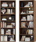 Furniwell 71" Tall Bookcase Bookshelves, 6 Tier Floor Standing Bookcases Open Frame, Modern Display Storage Organizer for Home Office, Living Room, Bedroom, Study Room (Brown, 2 Pcs)