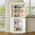 GAIOUS 63" Tall Metal Corner Kitchen Pantry Cabinet, Steel Storage Cabinets with 4 Doors and 3 Shelves, Kitchen Food Cabinets with 6 Door Panel Shelves, Farmhouse Cupboard for Kitchen Dining, White