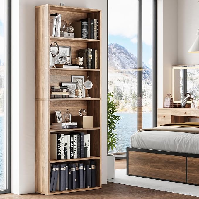 IRONCK Bookshelves and Bookcases Floor Standing 6 Tiers Display Storage Shelves 70 in Tall Bookcase Home Decor Furniture for Home Office, Living Room, Bed Room