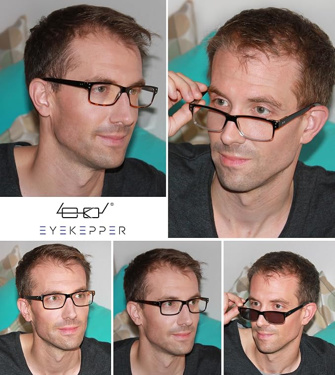 Eyekepper Vintage Sunglasses for Men - 5 Pack Grey Tinted Lens Glasses +0.00