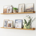 Picture Ledge Shelf, Floating Shelves Set of 2, 48 Inches Long Large Nursery Book Shelves for Toys Storage, Kids Bookshelf Wall Mounted for Living Room Bedroom Decor Books Photo Frames, Natural Oak
