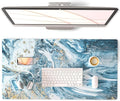 QIYI Large Desk Pad, Keyboard Mouse Pad Desktop Decor, Waterproof PU Leather Desk Cover Protector, Desk Accessories for Office Home Work Writing Gaming 31.5" x 15.7" - Blue Marble