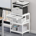 EasyCom 23.6''x18.9'' Extra Large Printer Stand with Drawer, 5-Adjustable Heights 3 Tier Table with Wheels, Rolling Printer Cart with Storage for Printer Scanner Fax Home Office Use