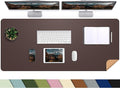 AFIING Leather Desk Pad Protector, Large Desk Mat with Natural Cork & PU Leather, Mouse Pad, Non-Slip, Waterproof Desk Writing Pad for Office and Home (Coffee)