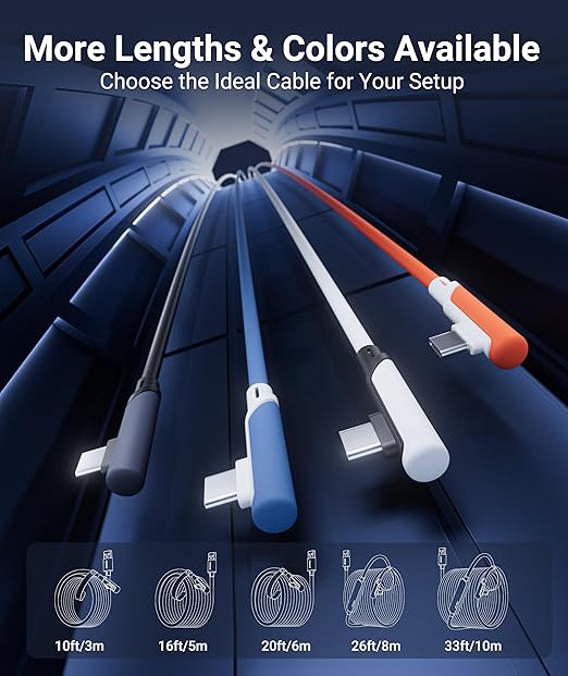 Syntech Link Cable 33 FT with Signal Booster Compatible with Meta/Oculus Quest 3, Quest2/Pro/Pico4 Accessories and PC/SteamVR, High Speed Data Transfer, USB 3.0 to USB C Cable for VR Headset, Black