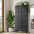 72" Tall Kitchen Cabinet Storage Unit With 2 Doors and 4 Adjustable Shelves, Metal Black Freestanding Cupboard, 5 Tier Kitchen Pantry Storage Cabinet for Kitchen Dining/Living Room/Garage/Home/Office