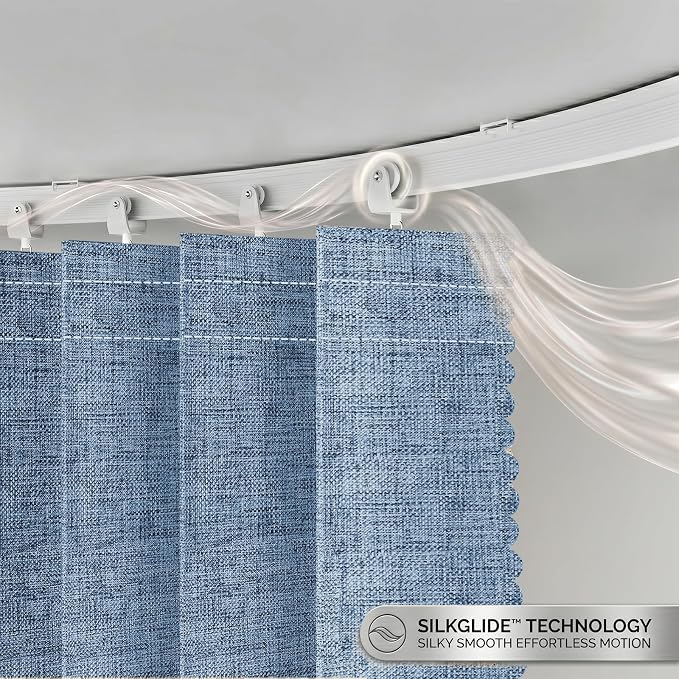 JILRON Accordion Partition Curtain with Ceiling Track - Space-Saving Room Divider, Tool-Free Installation(Blue 100" W x 108" L-Pack of 1)