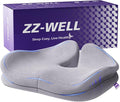 ZZ-WELL Seat Cushions for Office Chairs, Coccyx Cushion for Tailbone Pain, Memory Foam Butt Pillows for Long Sitting, Patented Pressure Relief Design, Extra Large & Thick, 21.2 Inches (Light Grey)