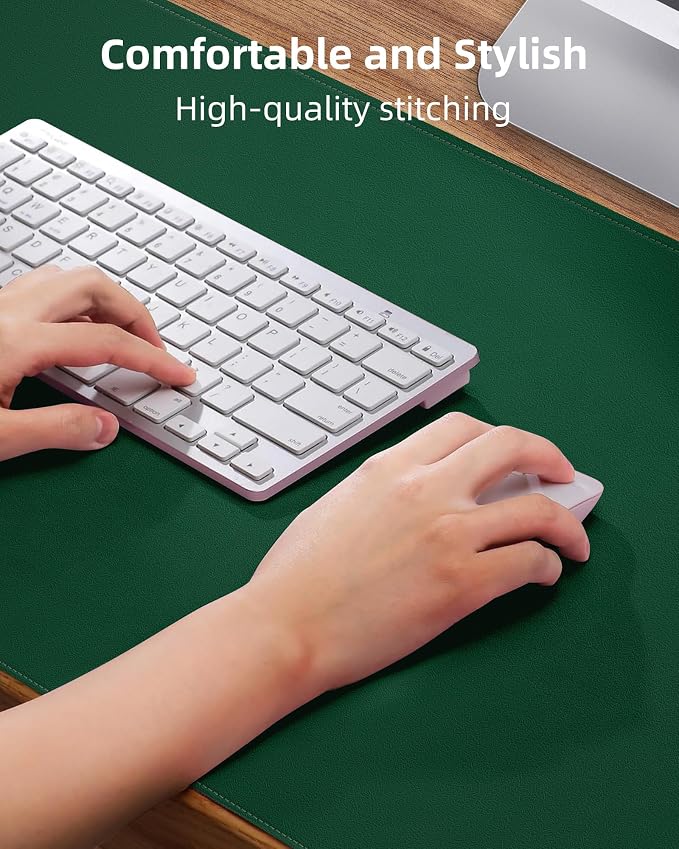 Leather Desk Pad Protector,Desk Mat,Large Mouse Pad, Non-Slip Desk Pad, Waterproof PU Leather Desk Blotter Mat, Desk Cover for Office and Home (Green, 36" x 17")