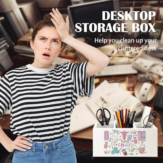 Medical Assistant Gifts Pen Holder for Desk, MA Appreciation Gifts Wooden Box Sign Desk Decor for Office Home Decoration, Physician Assistant Gift Pencil Organizer