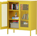 Chshin Metal Locker Storage Cabinet with 2 Mesh Doors and Adjustable Shelves,Yellow Metal Locker Cabinets,Coffee Bar Cabinet,Kitchen Pantry Storage Cabinets for Home,Sideboard,Office(40" H)