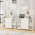 File Cabinet for Home Office, Fluted Filing Cabinet with 2 Drawers Fit Letter/Legal/A4 Folders with Tabs, Printer Stand with Lock & 2 Power Outlets, 6 Shelves (Set of 2, White)