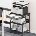 EasyCom 23.6''x18.9'' Extra Large Printer Stand with Drawer, 5-Adjustable Heights 3 Tier Table with Wheels, Rolling Printer Cart with Storage for Printer Scanner Fax Home Office Use